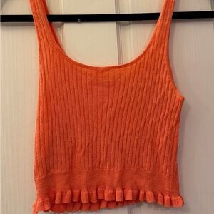 Mango Bright Orange Ribbed Tank Top